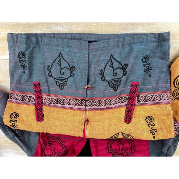 Bohemian Zodiac Tribal Boho Size XL Hooded Button Jacket Cotton Sweatshirt Nepal - Picture 7 of 15